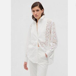 Gap Lace Bib Big Shirt, NWT, White, Size Medium Tall